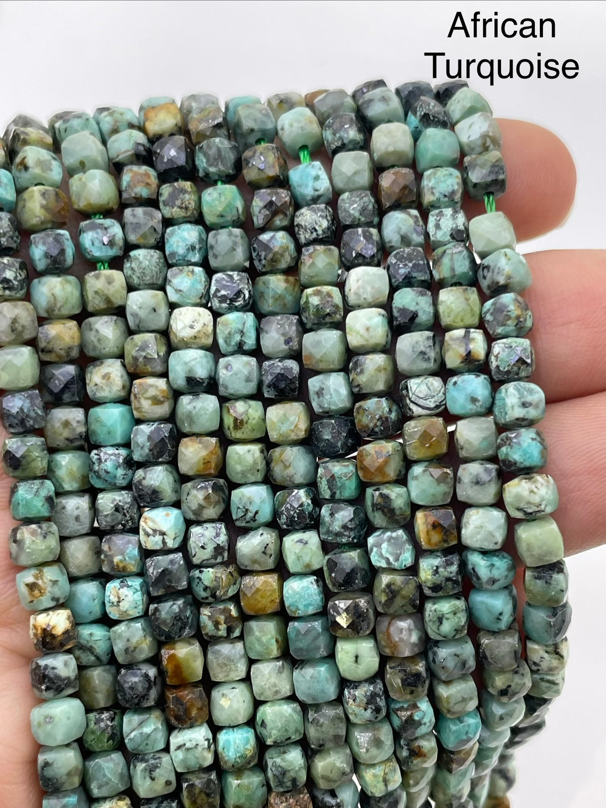 4mm cube faceted african turquoise beads