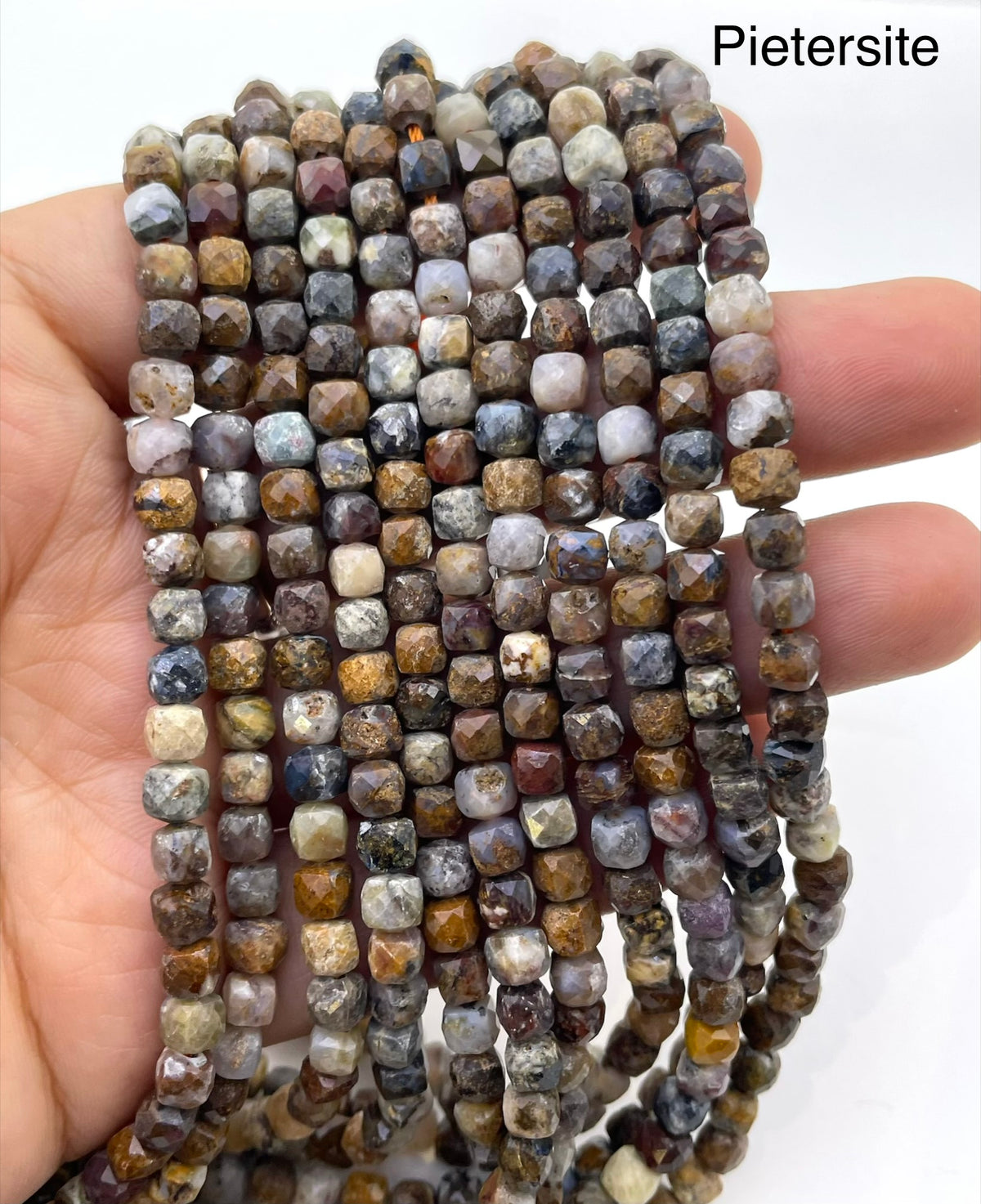 4mm cube faceted pietersite beads