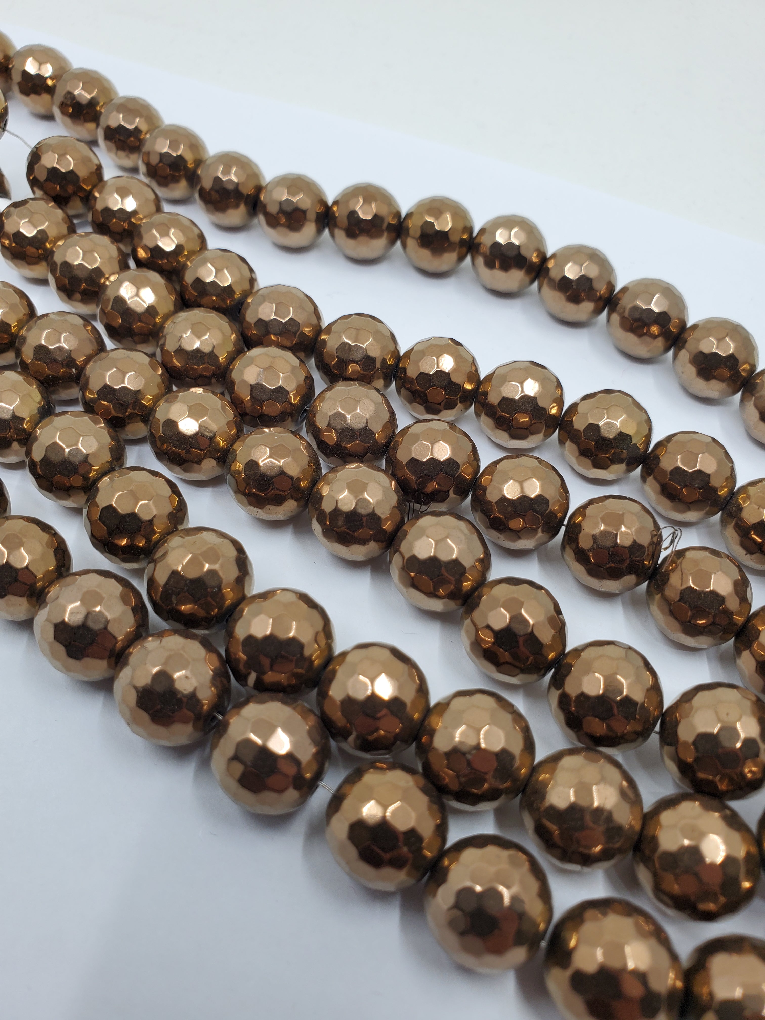 12mm Faceted Bronze Hematite