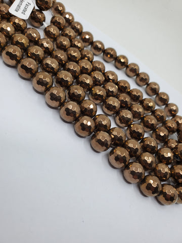12mm Faceted Bronze Hematite