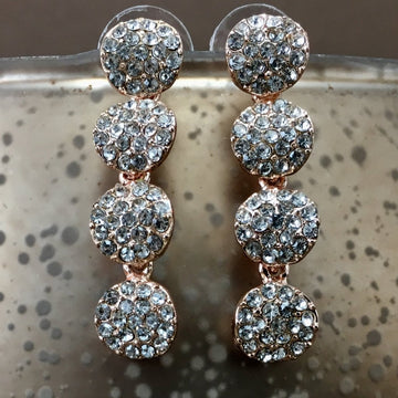 CZ 4 Round Tier CZ Stone Earrings, Rose Gold | Bellaire Wholesale