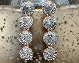 CZ 4 Round Tier CZ Stone Earrings, Rose Gold | Bellaire Wholesale
