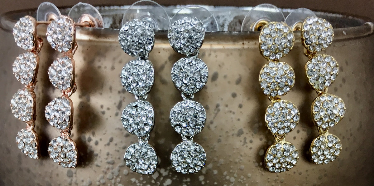 CZ 4 Round Tier CZ Stones Earrings, Silver | Bellaire Wholesale