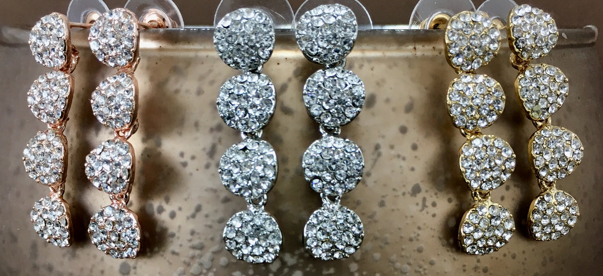 CZ 4 Round Tier CZ Stones Earrings, Silver | Bellaire Wholesale