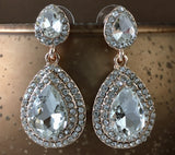 Crystal Big Teardrop Earrings, Rose Gold | Bellaire Wholesale