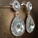 Crystal Big Teardrop Earrings, Rose Gold | Bellaire Wholesale