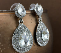 Crystal Big Teardrop Earrings, Silver | Bellaire Wholesale