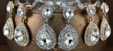 Crystal Big Top and Bottom Teardrop Earrings, Gold | BellaireWholesale
