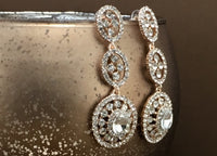 Crystal 3 Tier Circle Long Earrings, Rose Gold | Bellaire Wholesale