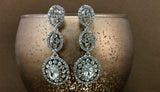 Crystal 3 Tier Circle Long Earrings, Silver | Bellaire Wholesale