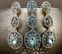 Crystal 3 Tier Circle Long Earrings, Silver | Bellaire Wholesale