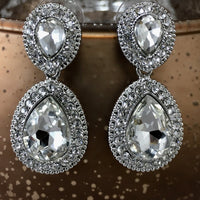 Crystal Wide 2 Teardrop Earrings, Silver | Bellaire Wholesale