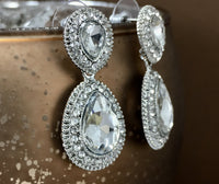 Crystal Wide 2 Teardrop Earrings, Silver | Bellaire Wholesale