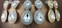 Crystal Wide 2 Teardrop Earrings, Silver | Bellaire Wholesale
