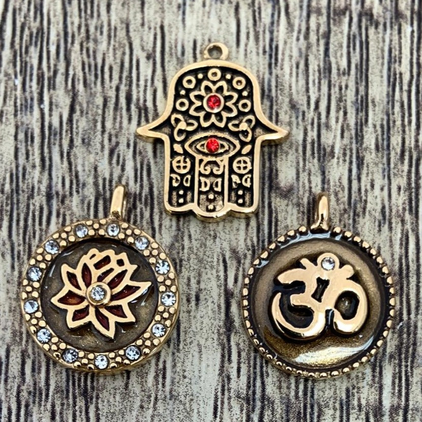 Om Charm Gold Plated Steel Charm | Bellaire Wholesale