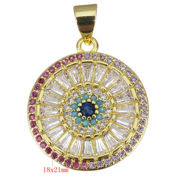 Round CZ Pave Evil Eye Baguette Stone Charms | Bellaire Wholesale