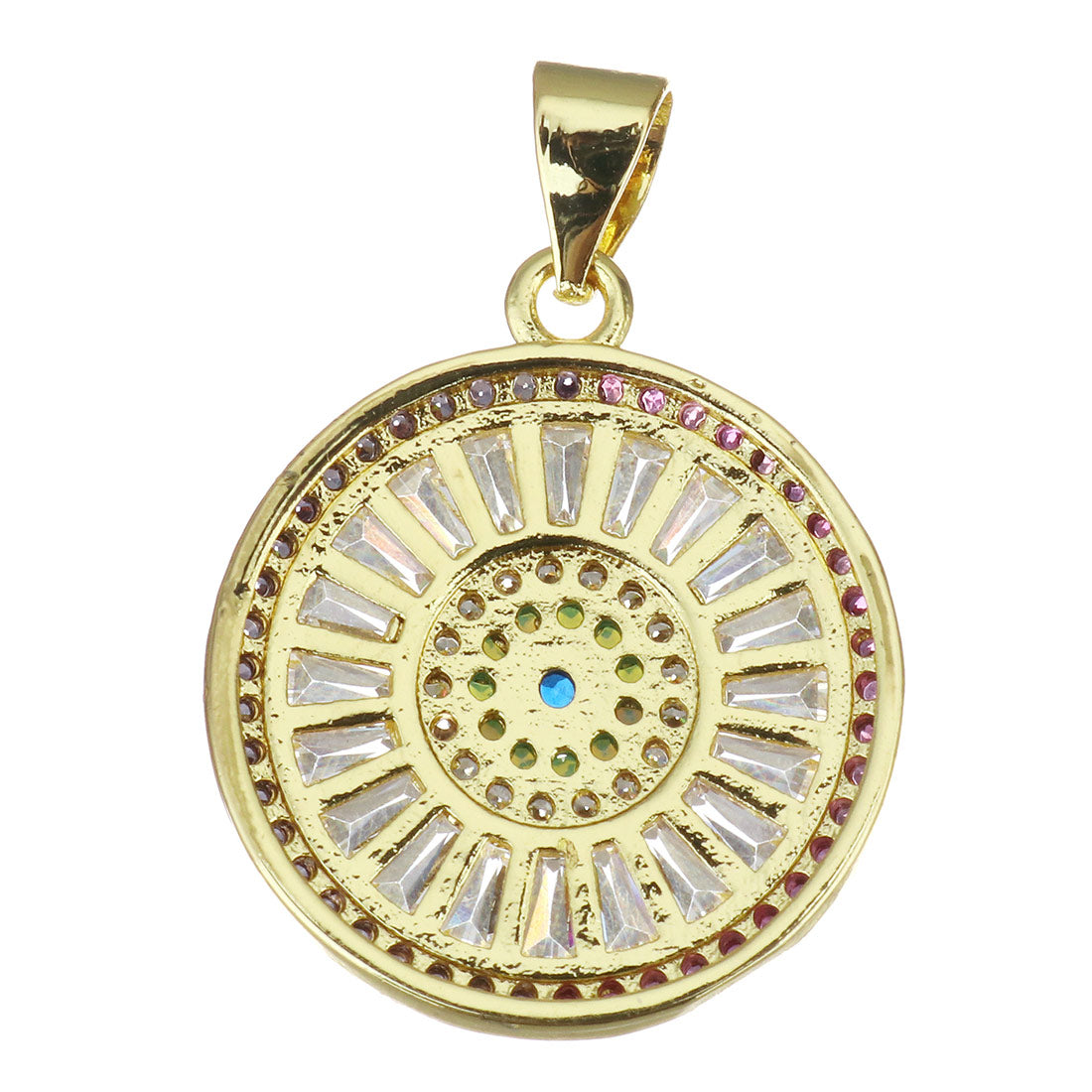Round CZ Pave Evil Eye Baguette Stone Charms | Bellaire Wholesale