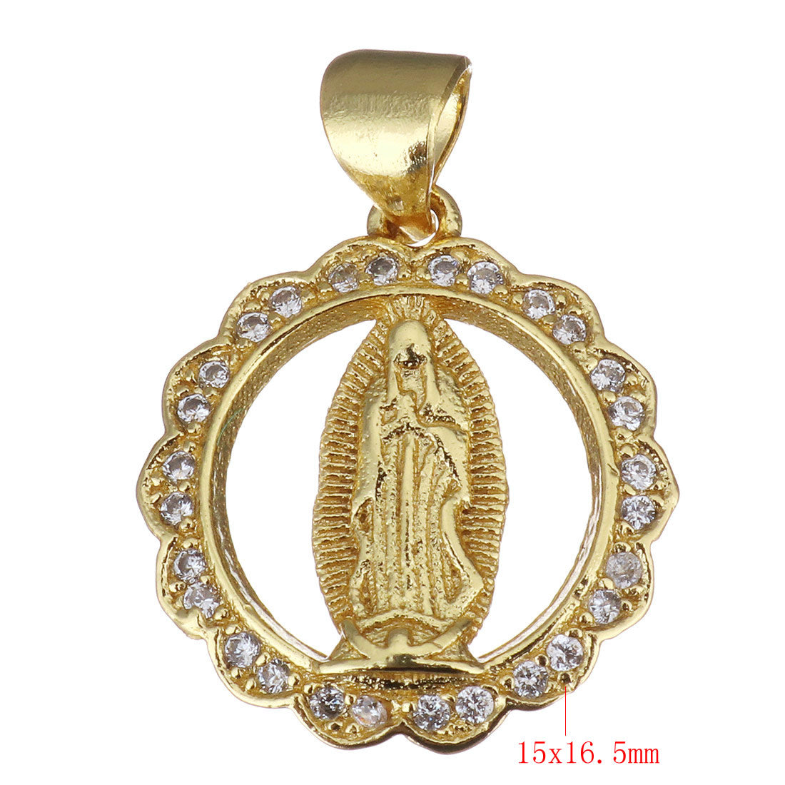 Guadalupe Mother Mary 18K gold plated Brass Charm | Bellaire Wholesale