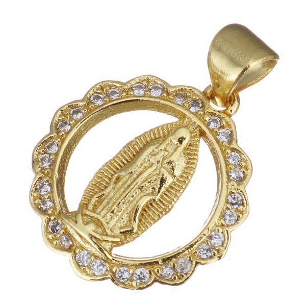 Guadalupe Mother Mary 18K gold plated Brass Charm | Bellaire Wholesale