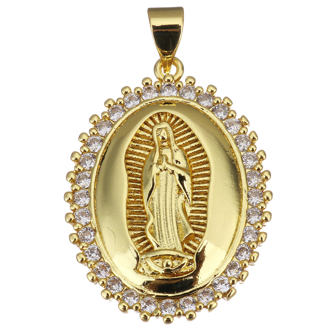Guadalupe Mother Mary 18K gold plated Oval Brass Charm | Bellaire Wholesale