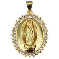 Guadalupe Mother Mary 18K gold plated Oval Brass Charm | Bellaire Wholesale