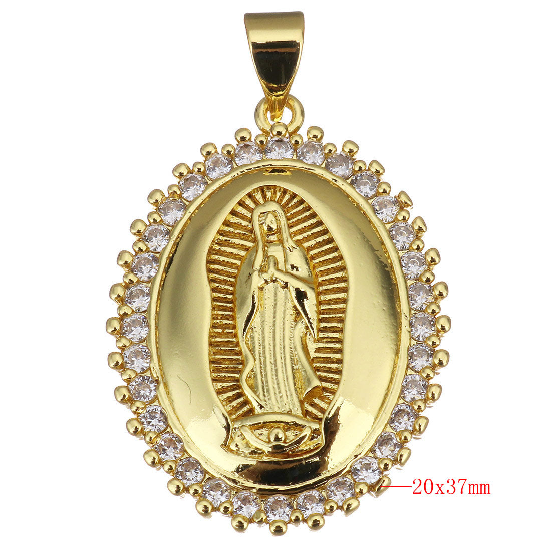 Guadalupe Mother Mary 18K gold plated Oval Brass Charm | Bellaire Wholesale