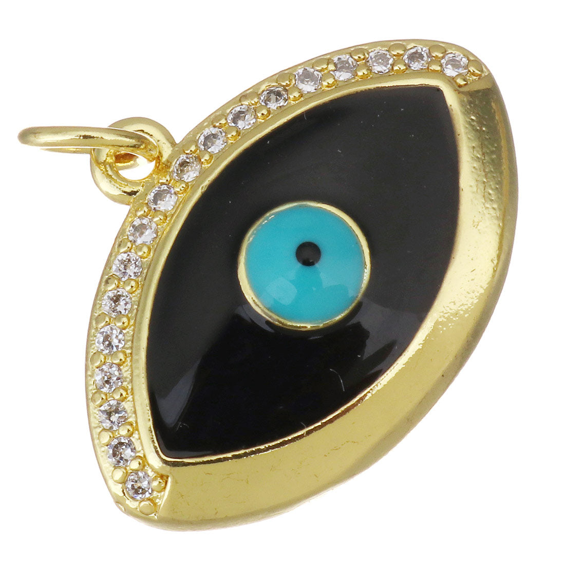 Brass 18k Gold Plated CZ Pave Evil Eye charm | Bellaire Wholesale