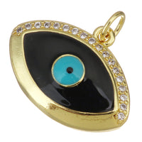 Brass 18k Gold Plated CZ Pave Evil Eye charm | Bellaire Wholesale