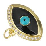 Brass 18k Gold Plated CZ Pave Evil Eye charm | Bellaire Wholesale