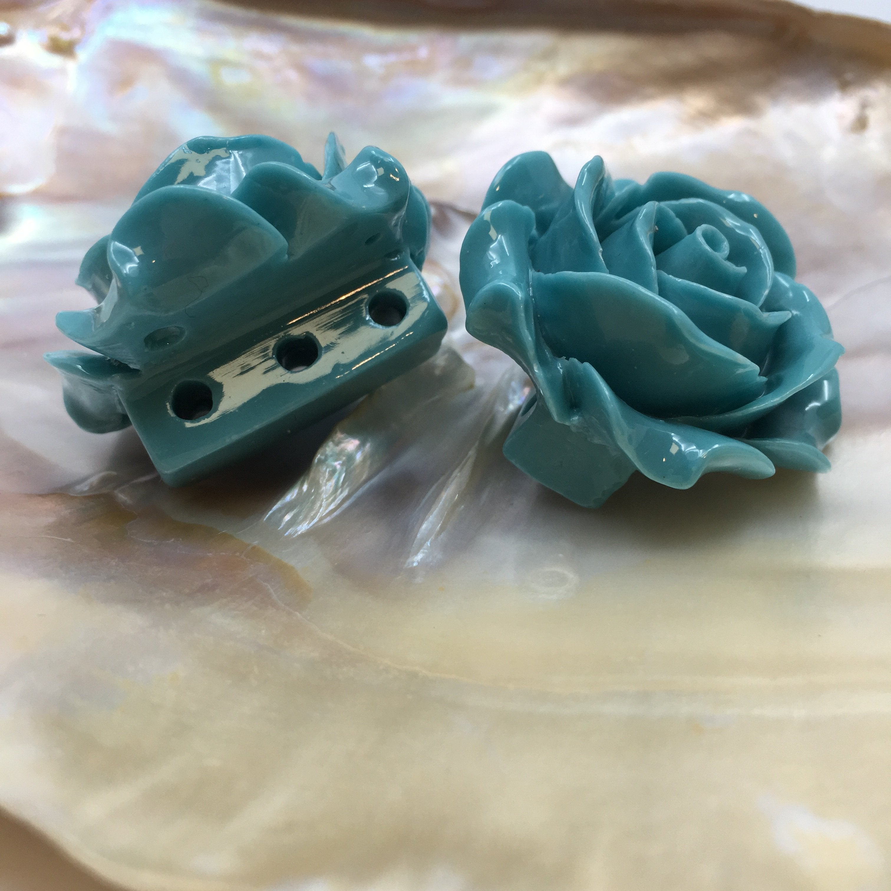 Sea Green Rose Resin Bead | Bellaire Wholesale