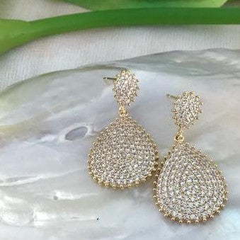 Bridal Cubic Zirconia Earrings, 18K Plated | Bellaire Wholesale