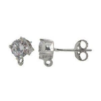 925RH Cubic Zirconia Stud Earring with Loop 5mm | Bellaire Wholesale