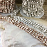 4 Row Gold Rhinestone Chain, Clear Stones | Bellaire Wholesale