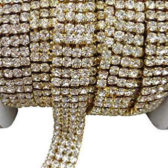 4 Row Gold Rhinestone Chain, Clear Stones | Bellaire Wholesale