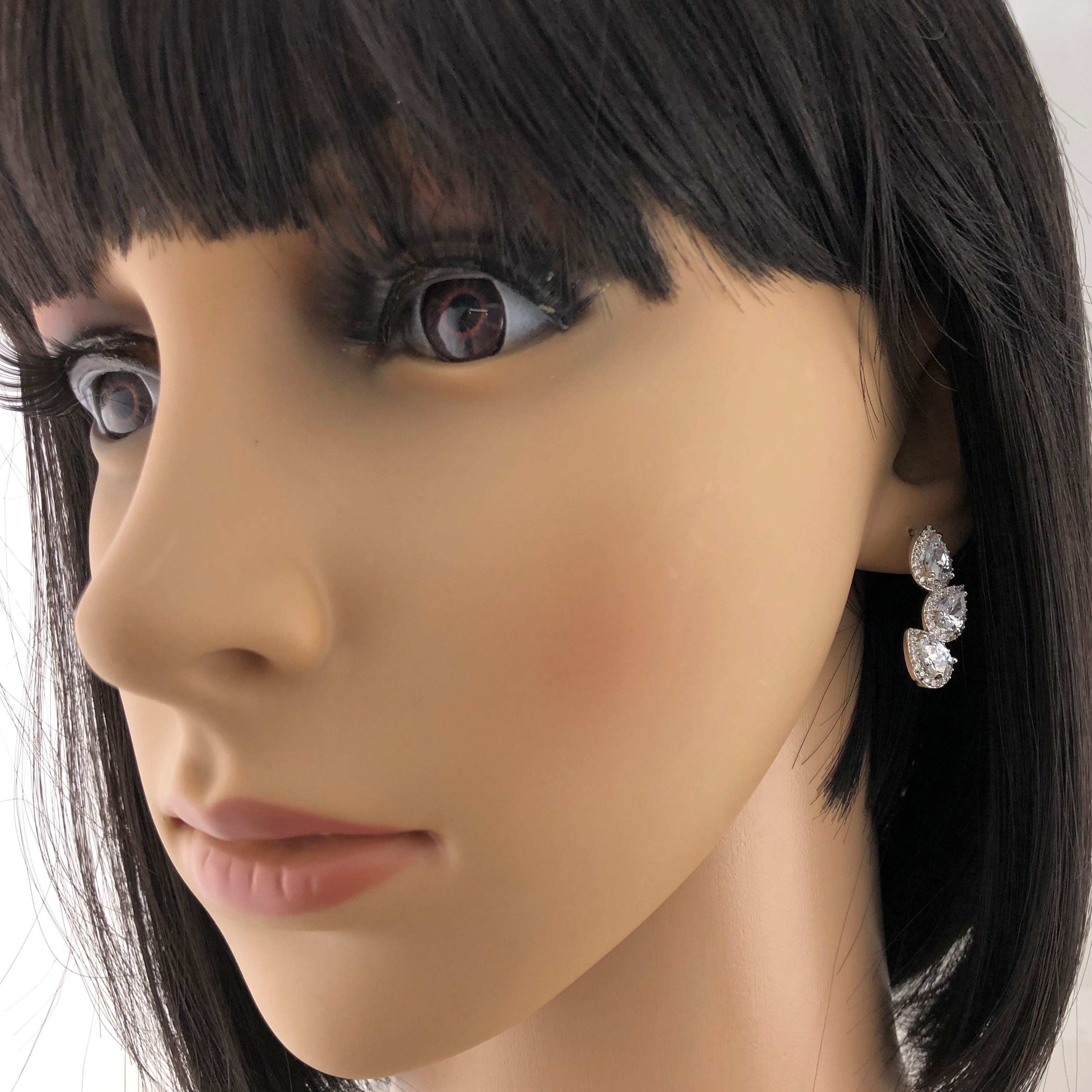 Silver Bridal Cubic Zirconia Earrings, 18K Plated | Bellaire Wholesale
