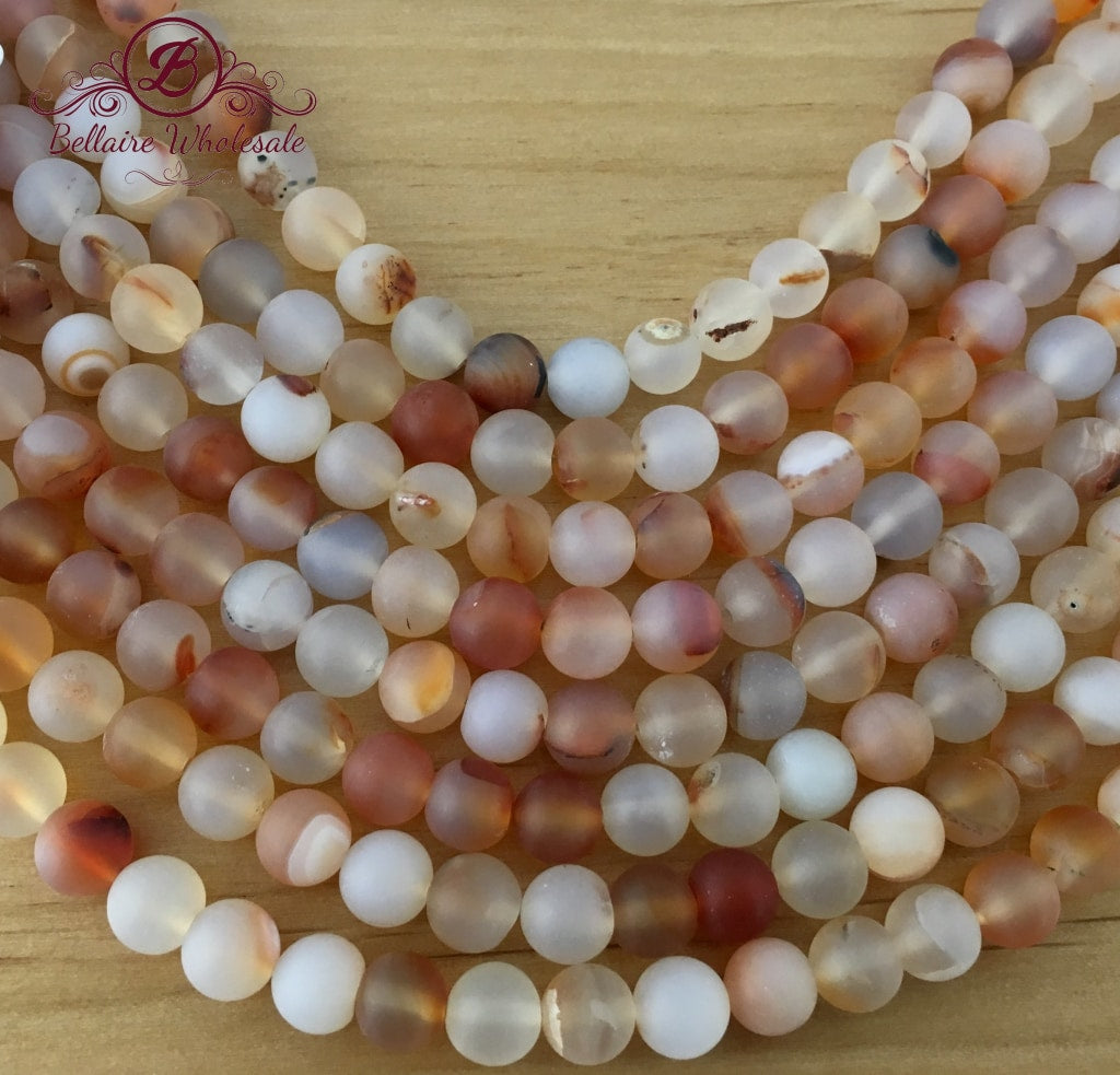 6mm Orange Frosted Agate Bead | Bellaire Wholesale