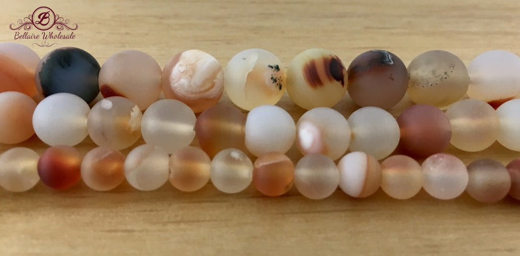 8mm Orange Frosted Agate Bead | Bellaire Wholesale