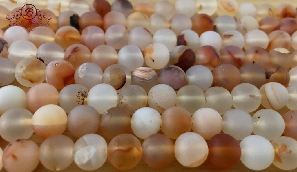 6mm Orange Frosted Agate Bead | Bellaire Wholesale