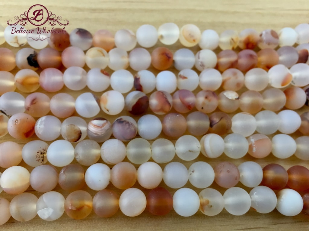 8mm Orange Frosted Agate Bead | Bellaire Wholesale