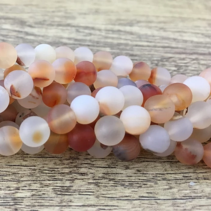 8mm Orange Frosted Agate Bead | Bellaire Wholesale