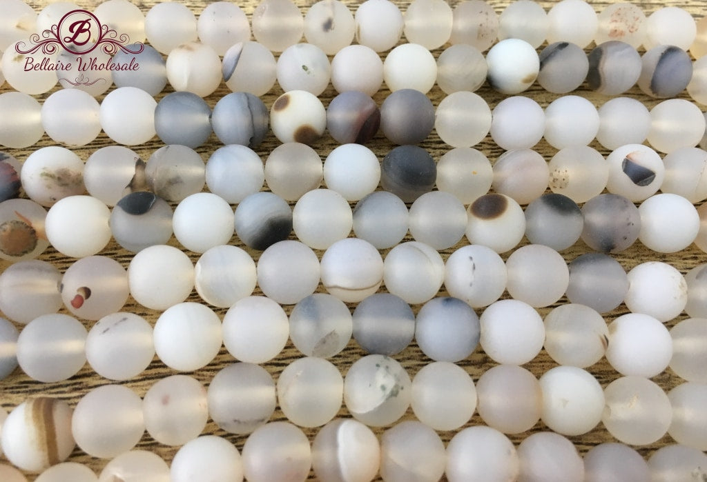 6mm White Frosted Agate Bead | Bellaire Wholesale