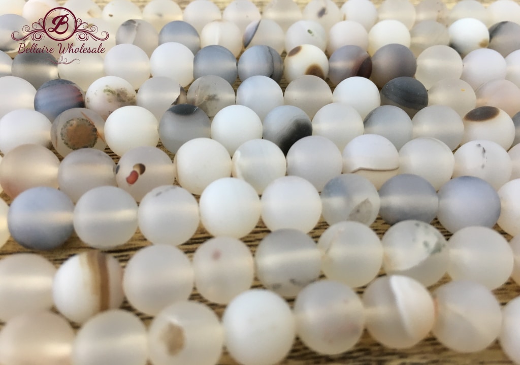 6mm White Frosted Agate Bead | Bellaire Wholesale