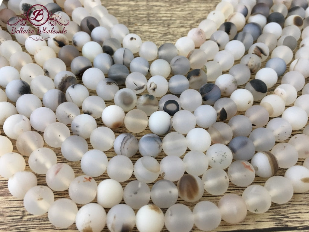 6mm White Frosted Agate Bead | Bellaire Wholesale