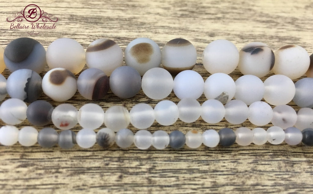 10mm White Frosted Agate Bead | Bellaire Wholesale