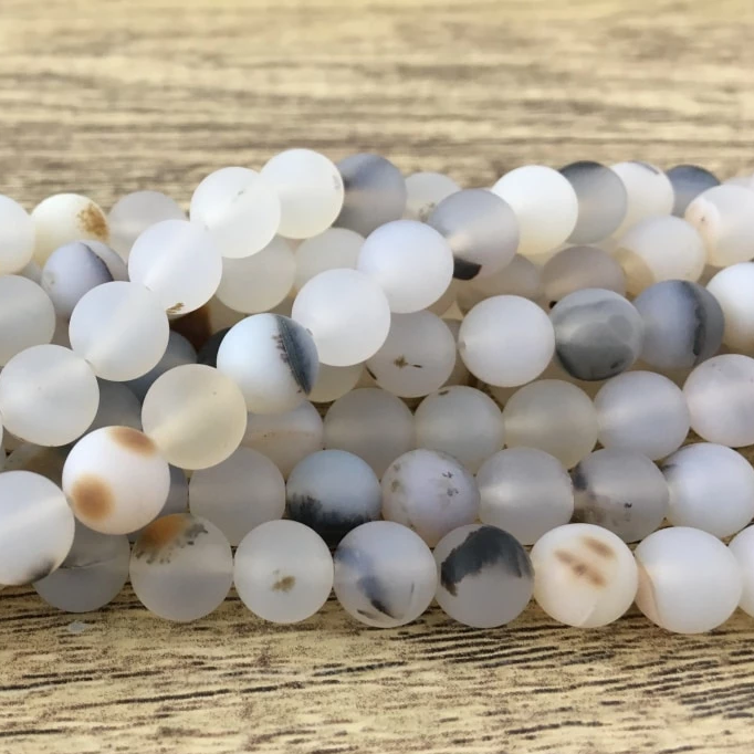 8mm White Frosted Agate Bead | Bellaire Wholesale