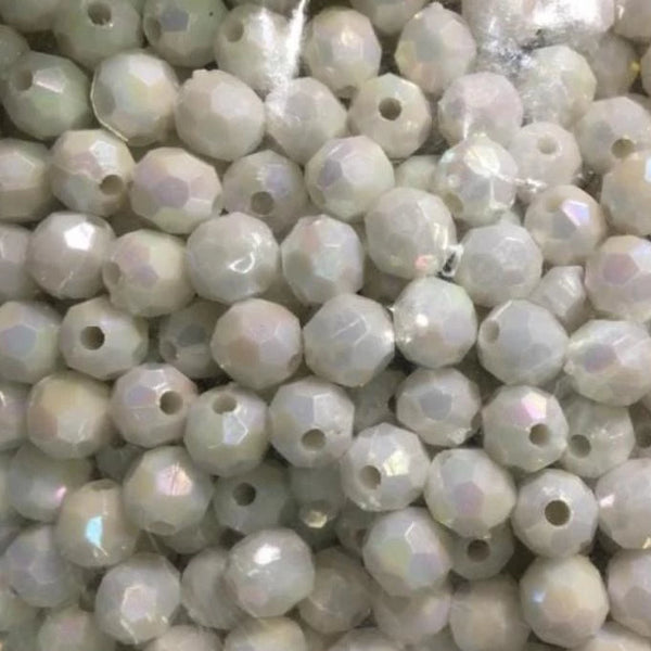 Acrylic Loose Bead, White AB | Bellaire Wholesale