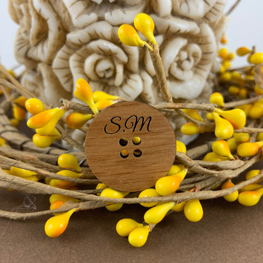 Personalized Laser Engraved Wood Button | Bellaire Wholesale
