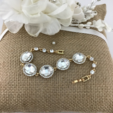 Crystal Almond Shape Gold Bridal Bracelet | Bellaire Wholesale