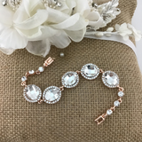 Crystal Almond Shape Rose Gold Crystal Bracelet