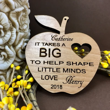 Apple Ornament for Teacher Wood Engraved Charm | Bellaire Wholesale